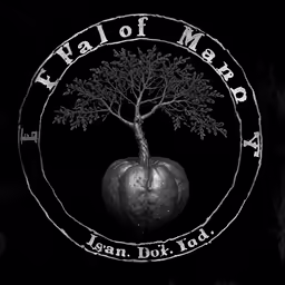 a poster with an apple on it and a tree inside