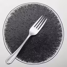 a fork sitting on top of a black plate