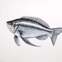 an image of a fish painted with pen and ink