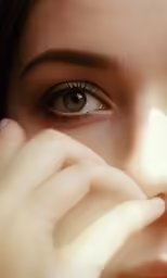 there is a woman that has her eyes close together