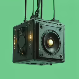 a camera suspended from a wire in the shape of a square