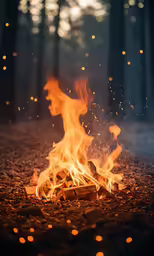 the bright flame is on top of the ground
