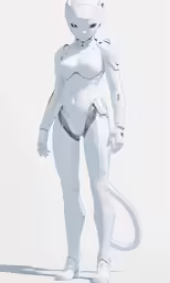 a computer generated white robot in full body