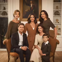 family posing for a family photo in formal dress
