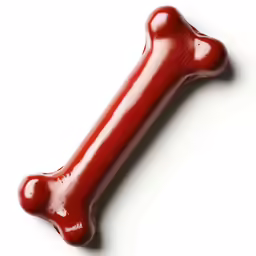 a red dog bone on a white background