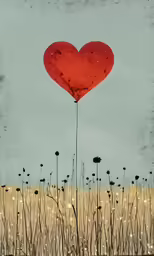 a heart shaped balloon floating in the air