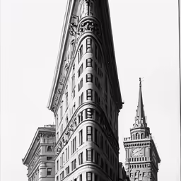 black and white photograph of buildings in new york city