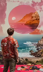 a man is looking out to the water