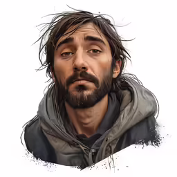 a man with a beard wearing a grey jacket