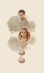 a girl is sitting next to a man and the image has been distorted into a mirror