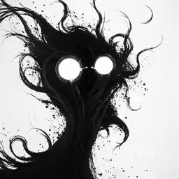 a black and white drawing with white lights on it
