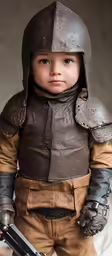 a small doll wearing a helmet holding a gun