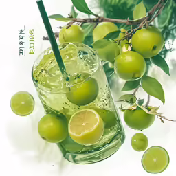 a cup of lemonade with a lime in it