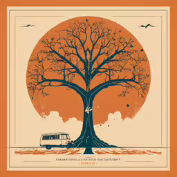 the tree has branches that are brown and black,an image of a tree and a car in the background