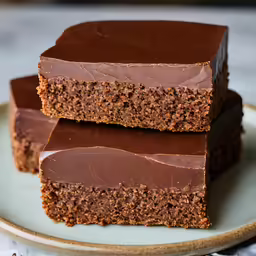 three pieces of chocolate - covered cake on a plate