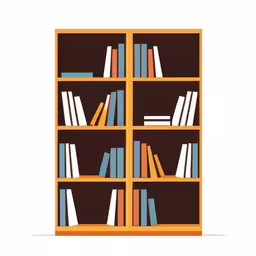 there are a few shelves with books on it,a book case filled with many books sitting next to each other