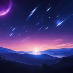 man stands on hill watching sky stars and bright sunlight