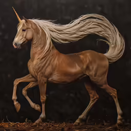 this is a picture of an majestic unicorn that is galloping through the air