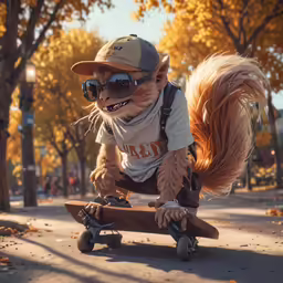 a dog riding on top of a skateboard