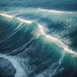 a large body of water with a wave coming toward the shore
