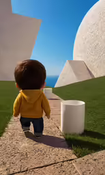 a small doll is shown near a sculpture