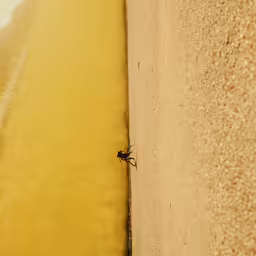 a small bug is crawling out of the sand