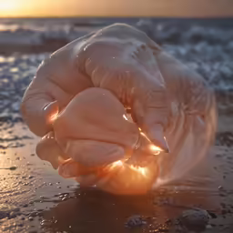 the light on the fingers is glowing down