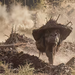 a very big pretty animal walking on the dirt