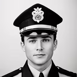 a man wearing a dress uniform with a badge
