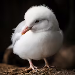 there is a small white bird with red nose and a beak