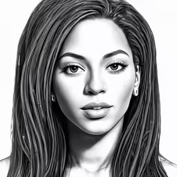 the girl with long hair has her face slightly turned to the side
