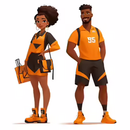 two people with different uniforms standing next to each other