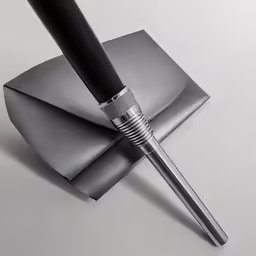 an ink pen is lying on top of an envelope