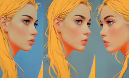 three images of a blonde haired woman in two different angles