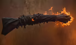 a burning umbrella being used to burn up something