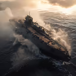 a large military ship sailing through a body of water