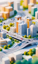 a model city is shown with lots of buildings