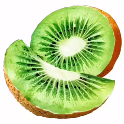green fruit is cut into two pieces and has white stems