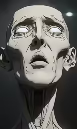 a white head and neck of a zombie