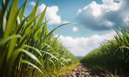 a dirt path leading through tall grass