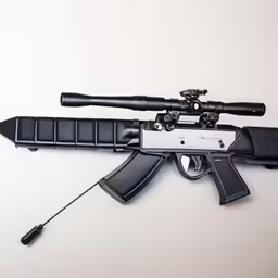 a rifle with two rifles attached to it