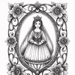 a drawing of an old woman in a crown