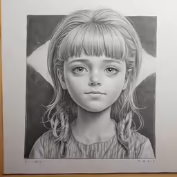 a drawing of a child with long blond hair