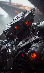 an image of futuristic robot art that looks like it is going to go crazy