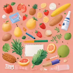 this is a collage of food items including oranges, apples and pineapples,various fruits and vegetables are grouped together