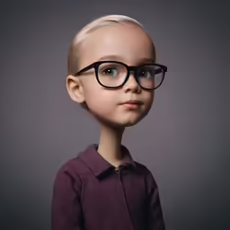 a little boy with eyeglasses posing for a portrait