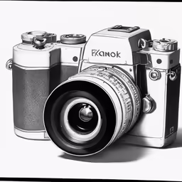 black and white photo of a camera