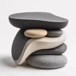 three stones stacked on each other in various colors
