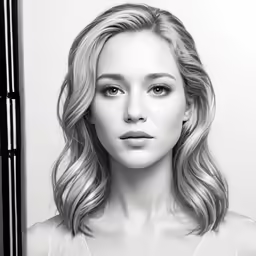 black and white portrait of a woman in a fashion studio