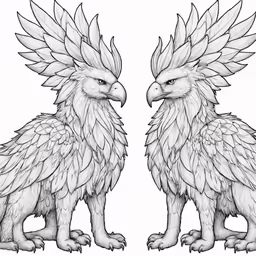 two illustrations of a bird with wings and claws on